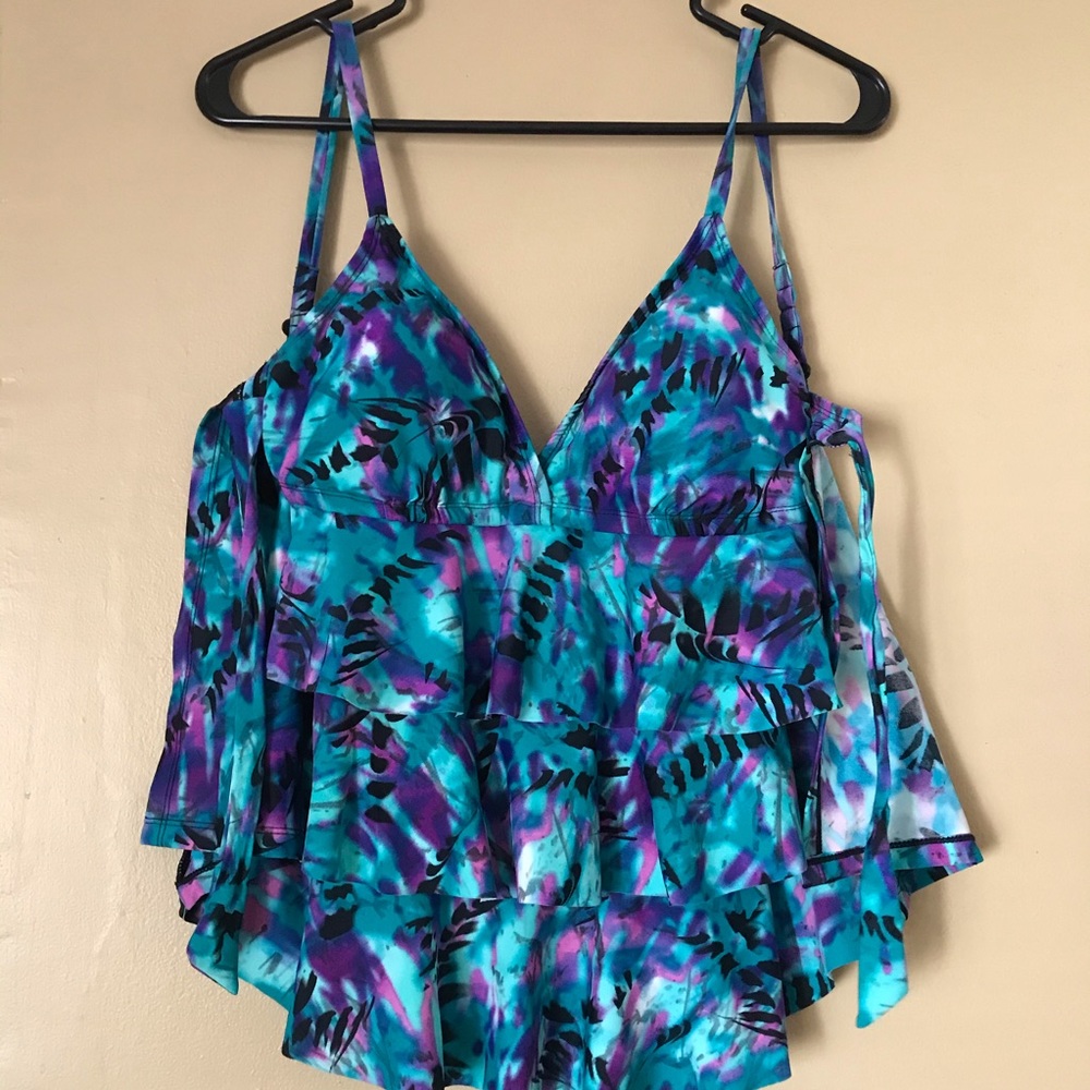 Blue and purple tankini set